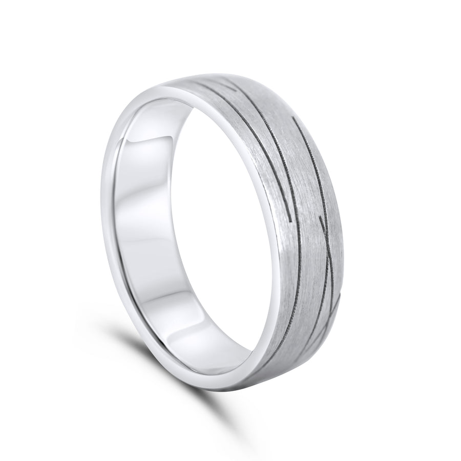 Wedding ring with crossover texture