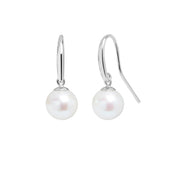 8mm White Freshwater Pearl Drop Earrings in 9ct White Gold