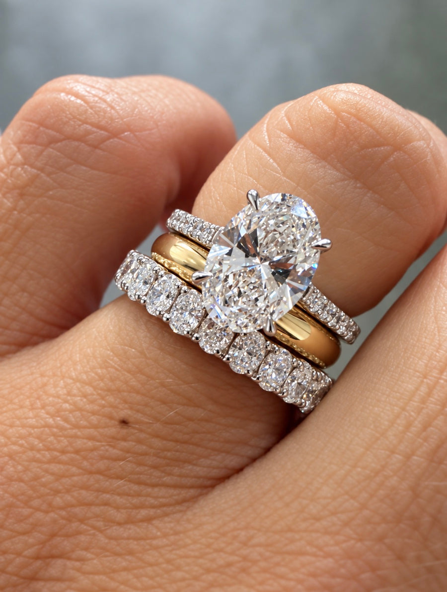 Platinum Lab Grown Diamond Oval Cut Engagement Ring