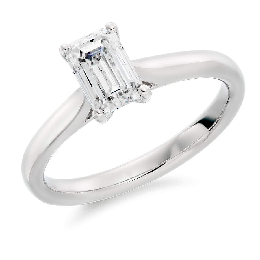 Emerald Cut Diamond Solitaire Engagement Ring