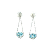 9ct White Gold Aquamarine And Diamond Drop Earrings