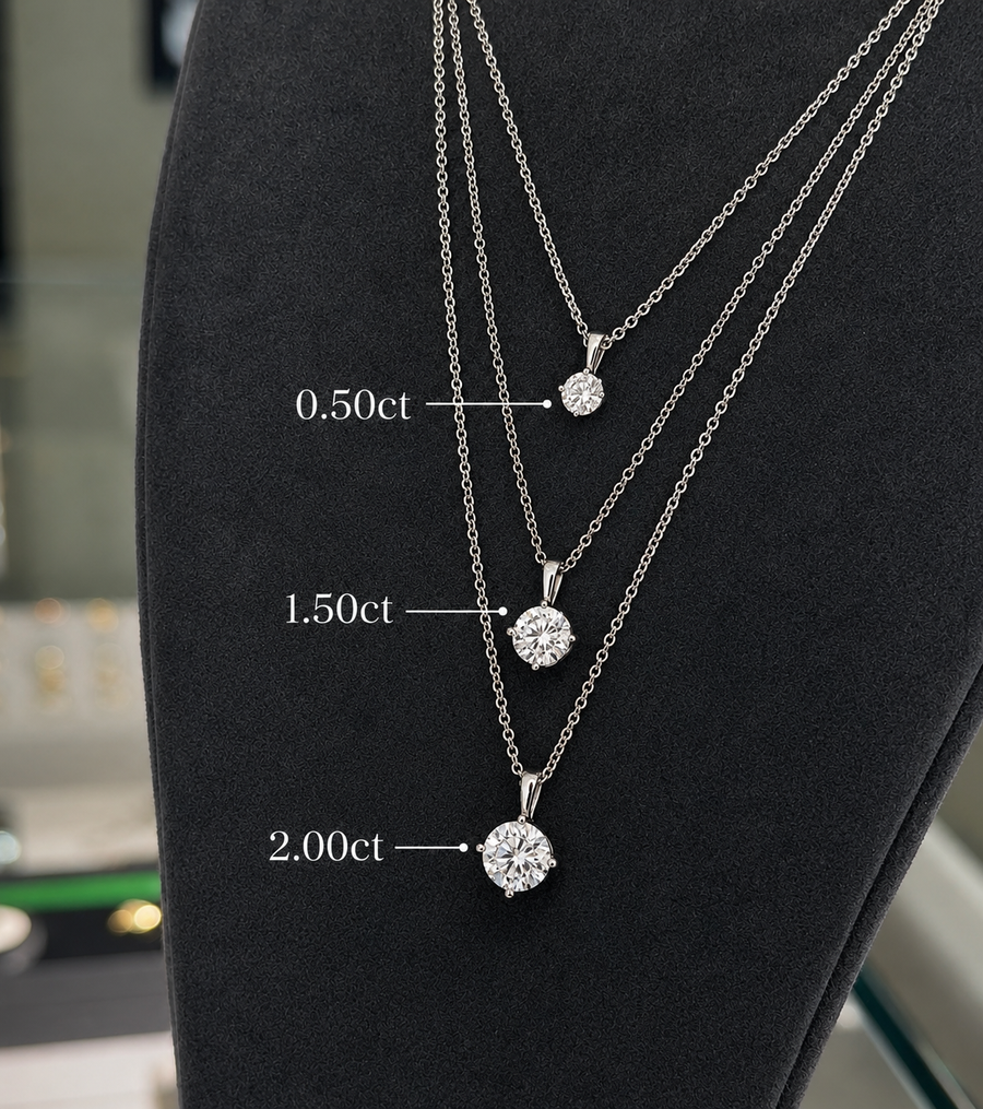 18ct White Gold Lab Grown 2ct Diamond Solitaire Pendant