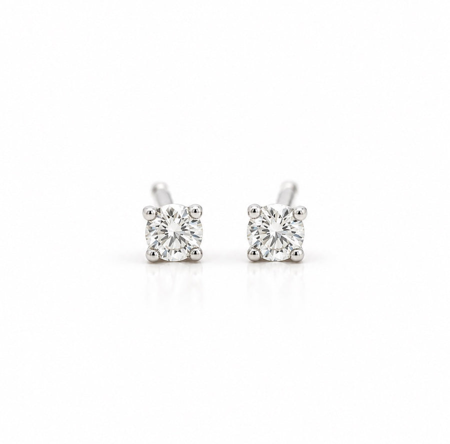 18ct White Gold Natural Diamond TINY Claw Stud Earrings