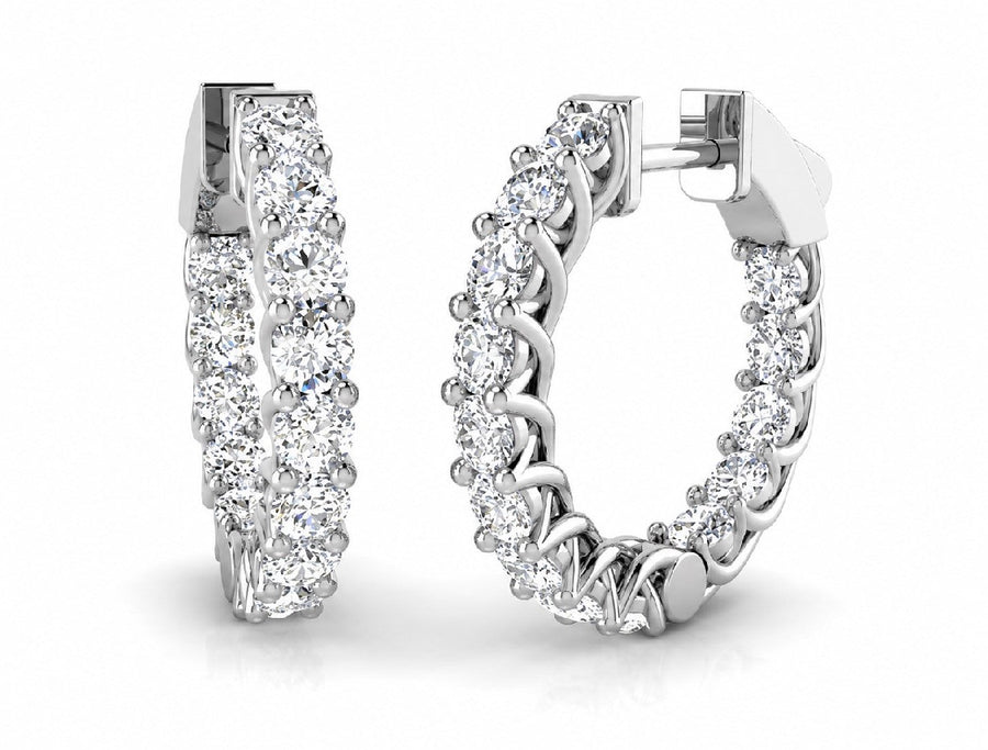 9ct White Gold Lab Grown Diamond Hoop Earrings
