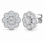 9ct White Gold, Lab Grown Diamond Halo Earrings