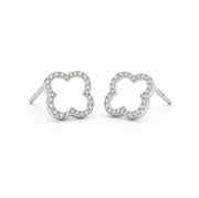 9ct White Gold Natural Diamond Quatrefoil Earrings