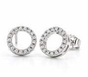 18ct White Gold Natural Diamond Open Circle Earrings