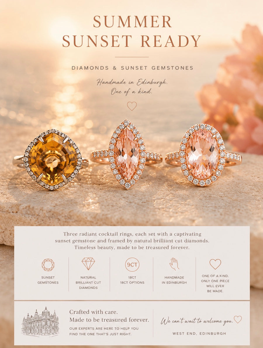 White Gold, Citrine And Diamond Cocktail Ring