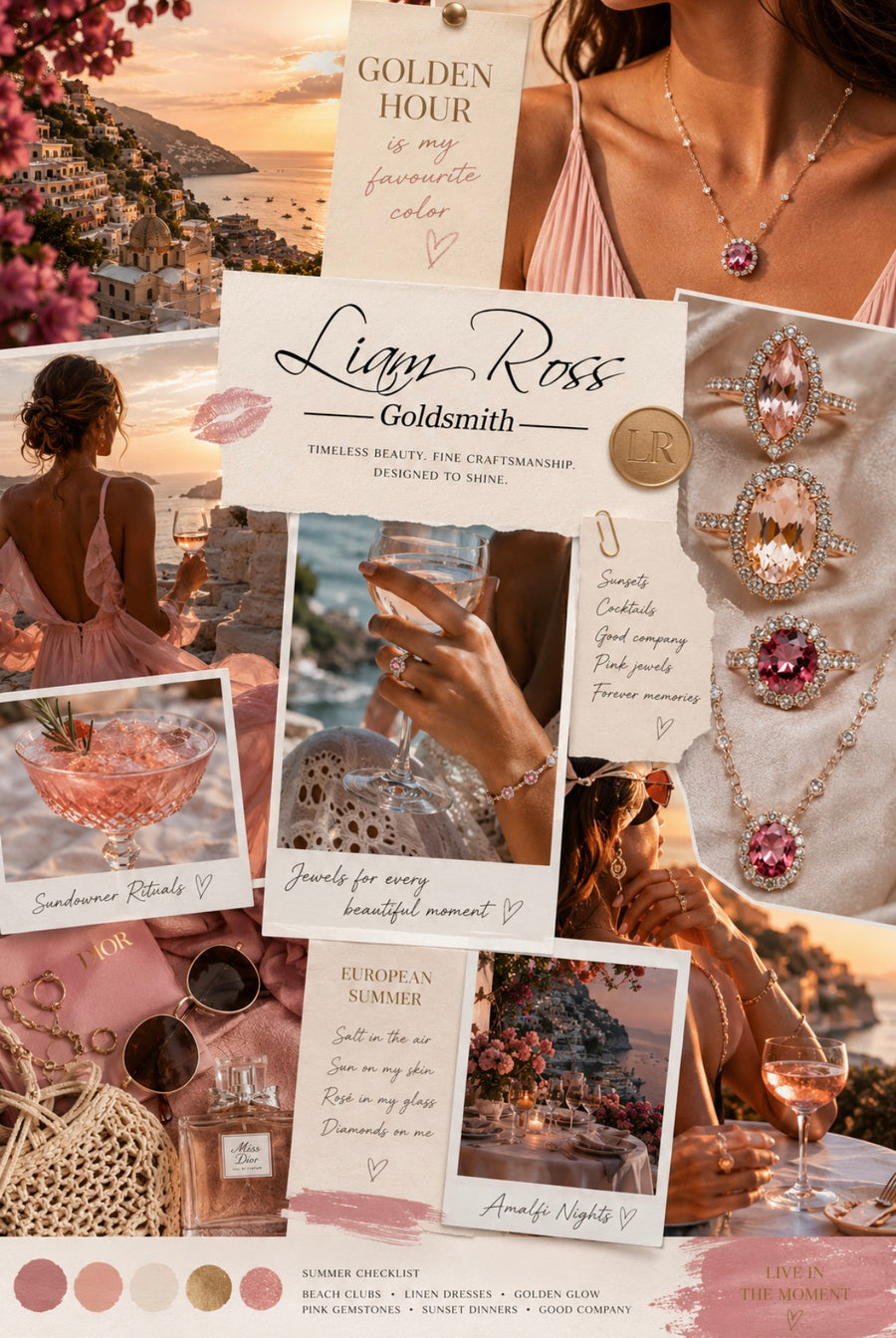 Rose Gold Pink Tourmaline Necklace With Diamond Halo