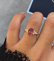 Rare Padparadscha Sapphire & Diamond Engagement Ring