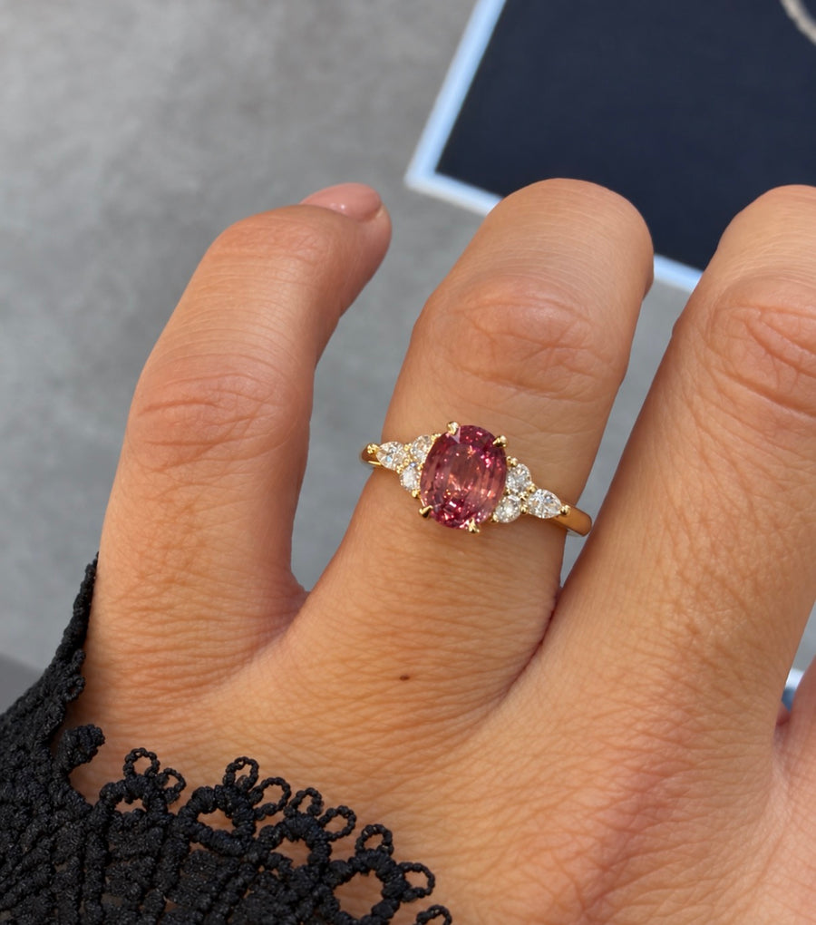 Rare Padparadscha Sapphire & Diamond Engagement Ring