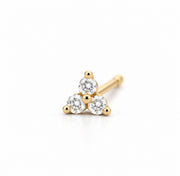 9ct Yellow Gold Natural Diamond Trefoil Stud Earring