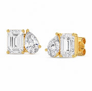 18ct Yellow Gold Lab Grown Diamond Emerald & Pear Cut Studs