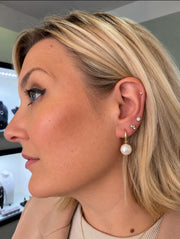 White Baroque Freshwater Pearl Drop Earrings in 9ct Yellow Gold