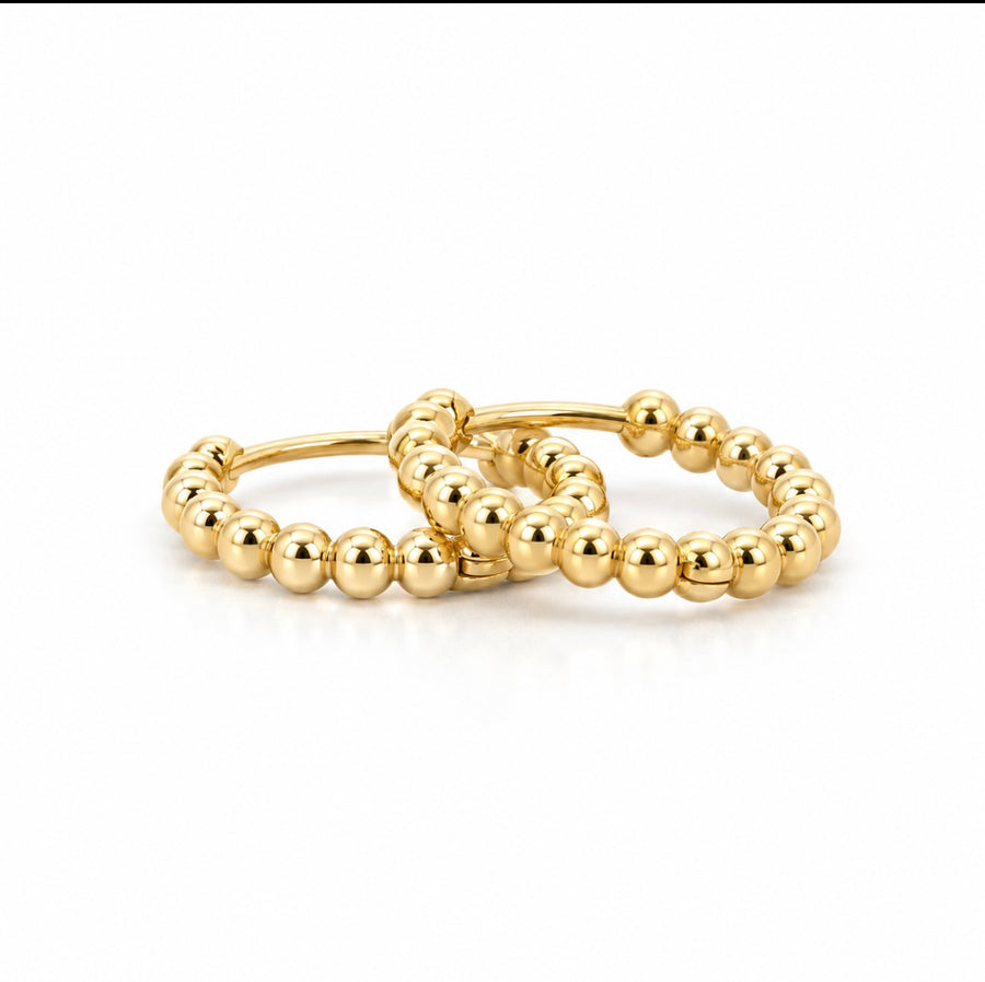 9ct Yellow Gold Bubble Huggie Hoop Earrings