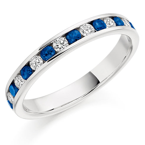 Platinum Sapphire and Diamond Eternity Ring