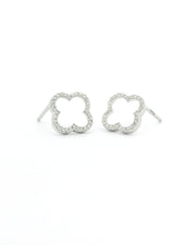 9ct White Gold Natural Diamond Quatrefoil Earrings