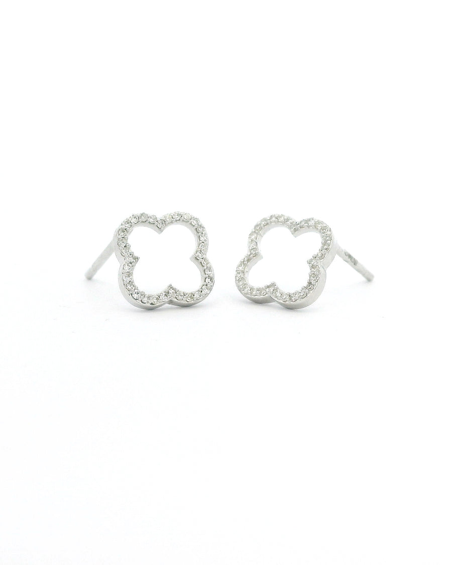 9ct White Gold Natural Diamond Quatrefoil Earrings