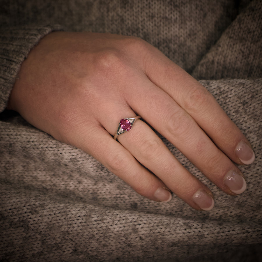 Platinum Pink Sapphire And Diamond Ring