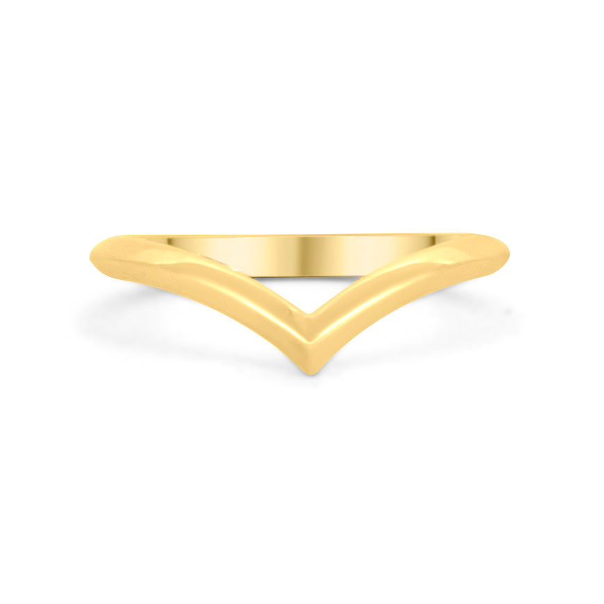 18ct yellow gold plain chevron band