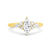 Yellow Gold Marquise Trefoil Engagement Ring