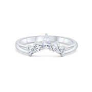 Platinum curved pear cut diamond tiara wedding band ring