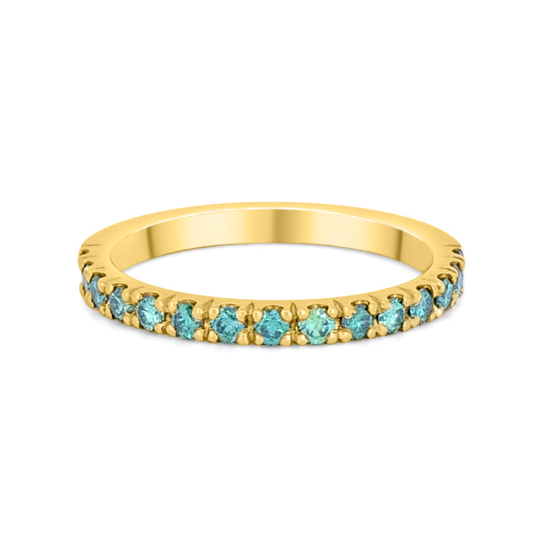 9ct Yellow Gold Teal Diamond Stacking Ring