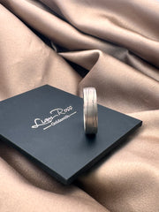 Platinum Wedding Ring with Abstract Detail & Matt Finish