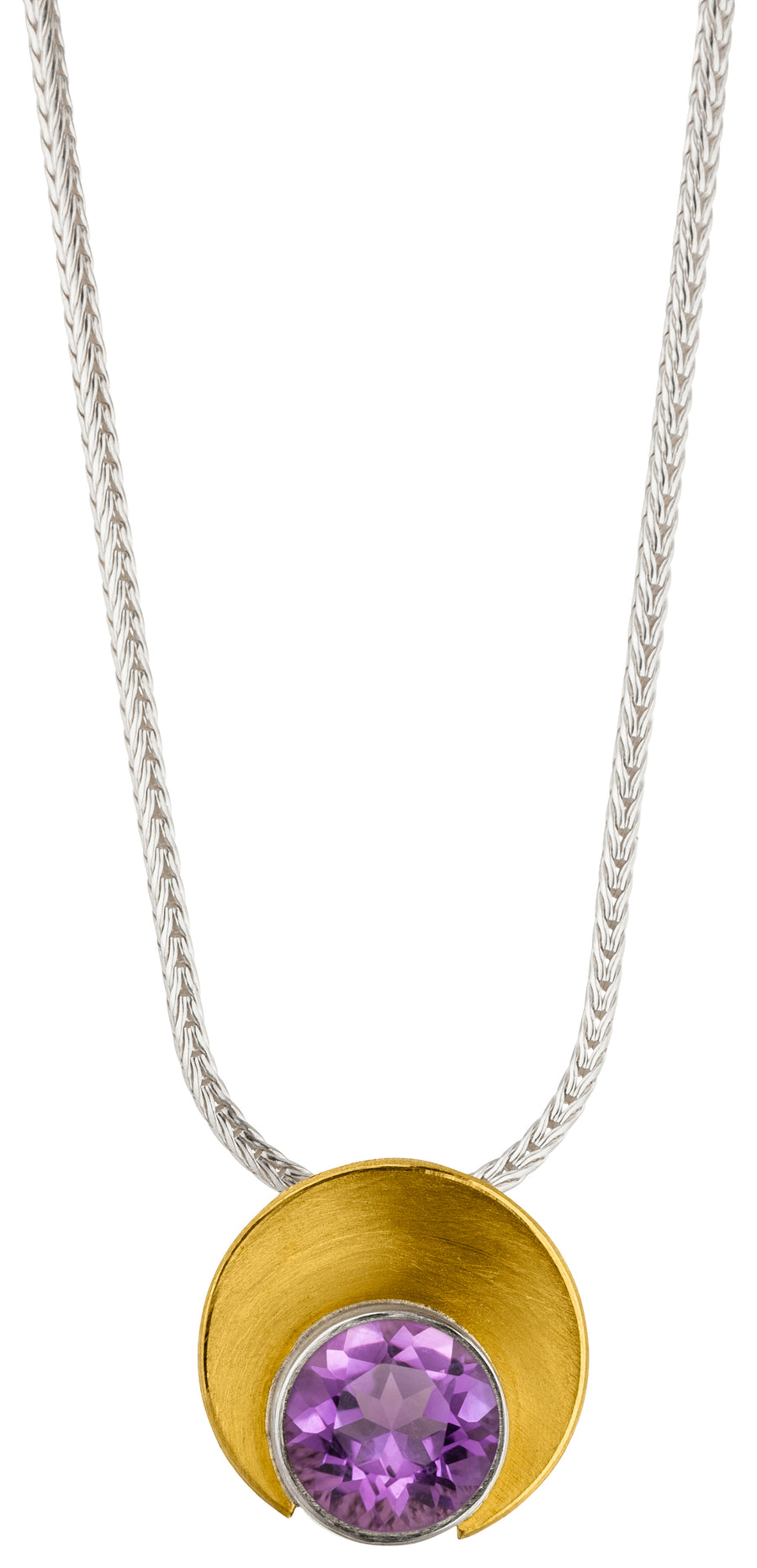 Manu Sterling Silver & 22ct Yellow Gold Amethyst Pendant