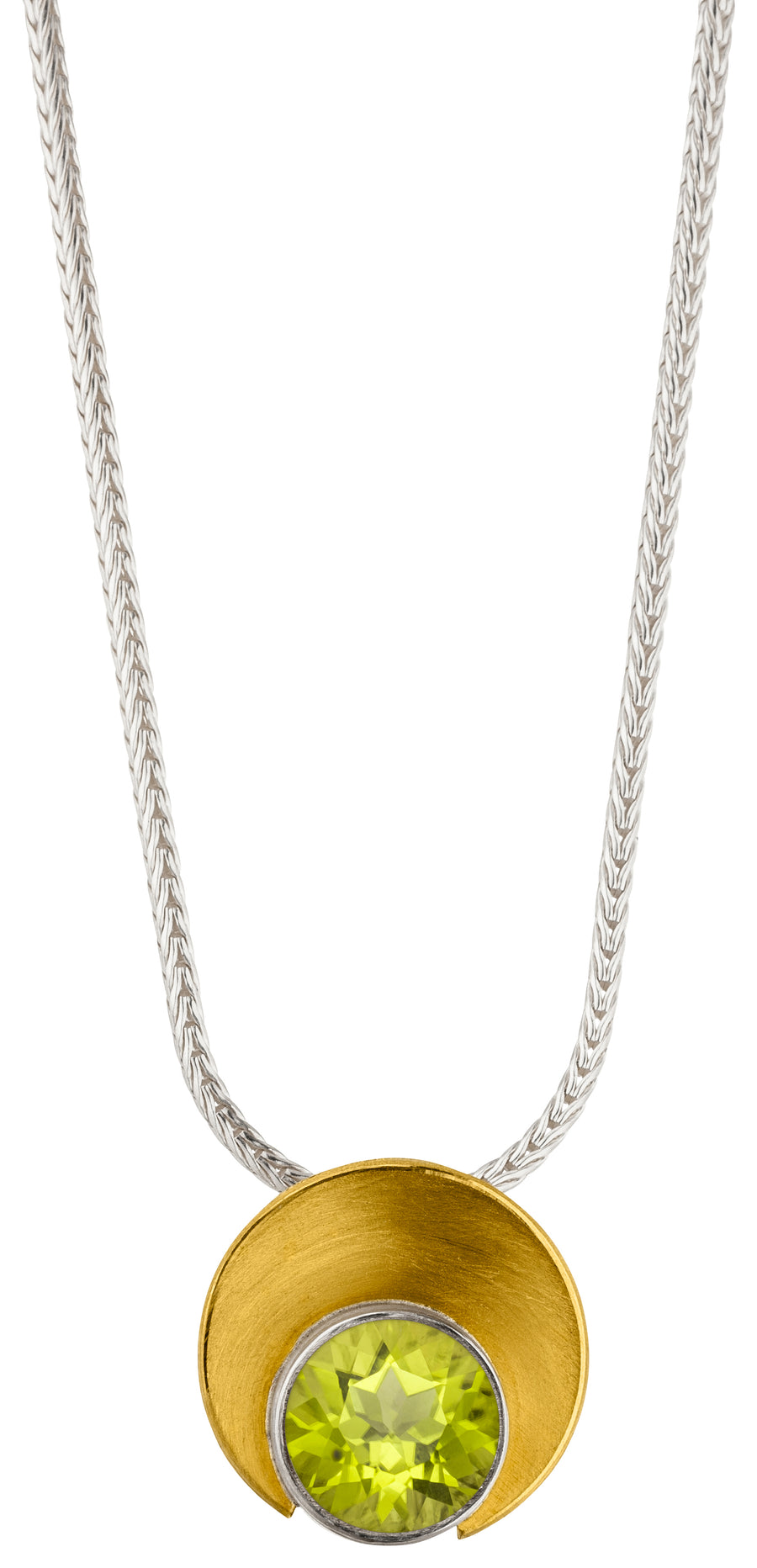 Manu Sterling Silver, 22ct Yellow Gold & Peridot Pendant