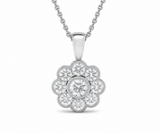 9ct White Gold Lab Grown Diamond Halo Pendant