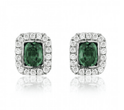 18ct White Gold Emerald & Diamond Earrings