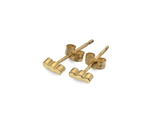 9ct Gold Dot Bar Stud Earrings