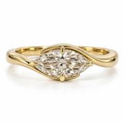 East-West Champagne Marquise Diamond Engagement Ring
