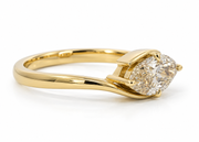 East-West Champagne Marquise Diamond Engagement Ring