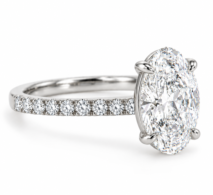 Platinum 2.00ct Oval Engagement ring With Diamond Shoulders