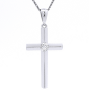 18ct Diamond Solitaire Cross Pendant