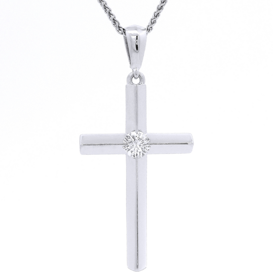 18ct Diamond Solitaire Cross Pendant