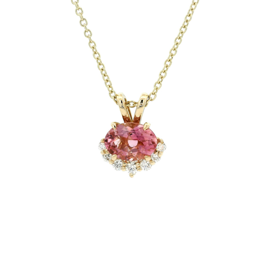 Pink Tourmaline And Diamond Pendant