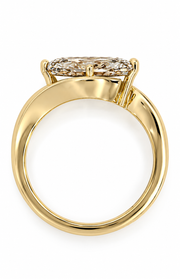 East-West Champagne Marquise Diamond Engagement Ring