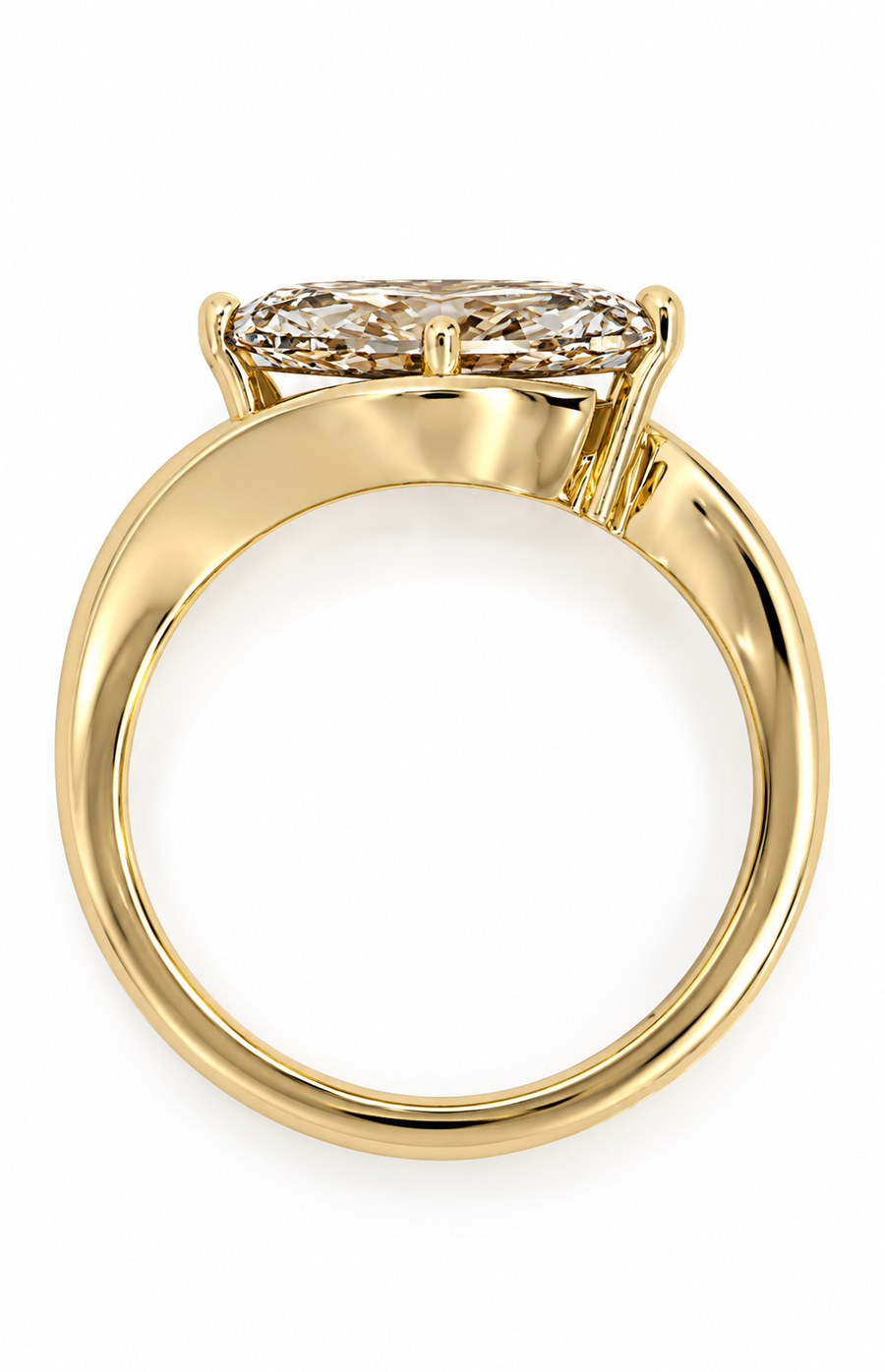East-West Champagne Marquise Diamond Engagement Ring