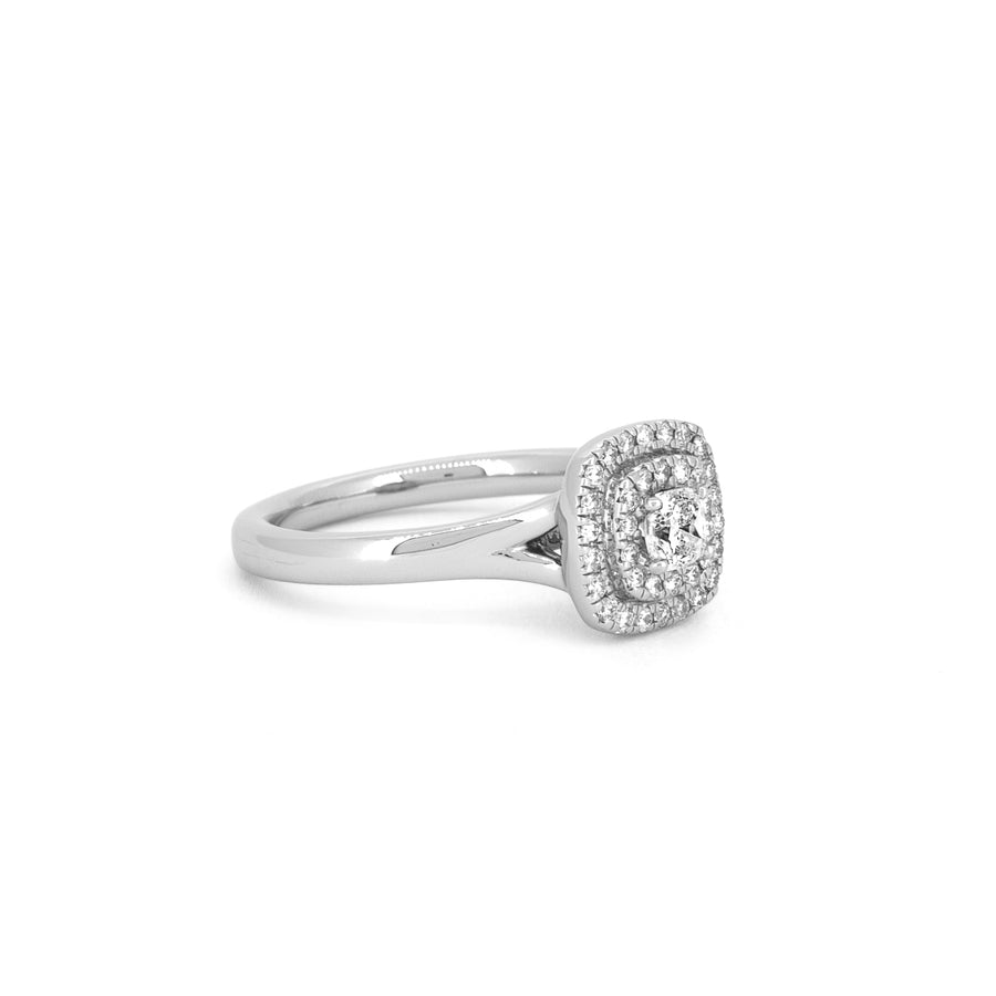 Platinum Double Halo Cushion Cut Diamond Engagement Ring