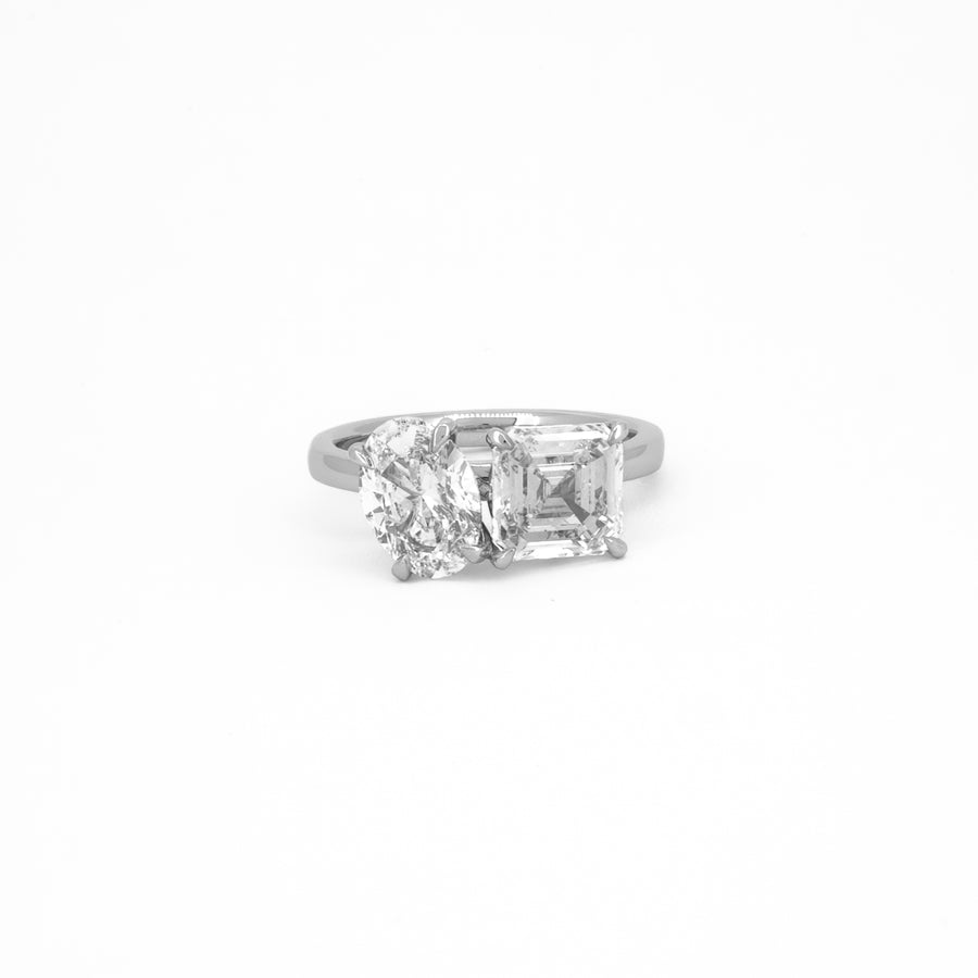 Platinum Oval & Ascher Cut 'Toi Et Moi' Engagement Ring