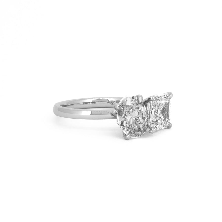 Platinum Oval & Ascher Cut 'Toi Et Moi' Engagement Ring