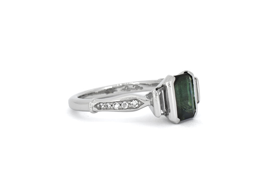 Platinum Tourmaline Art Deco Ring