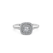 Platinum Double Halo Cushion Cut Diamond Engagement Ring