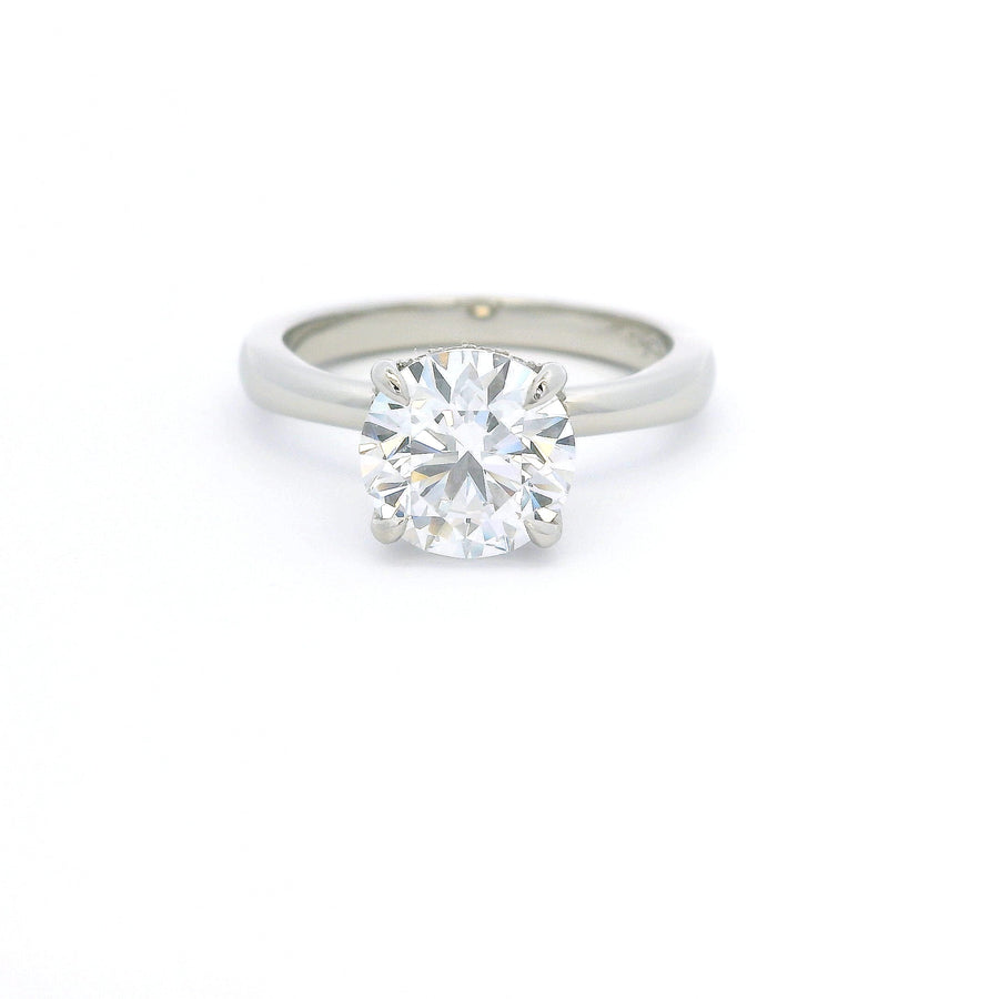 Platinum 2.00ct Lab Diamond Solitaire Engagement Ring With Hidden Halo