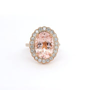 18ct Rose Gold Oval Morganite And Diamond Ring