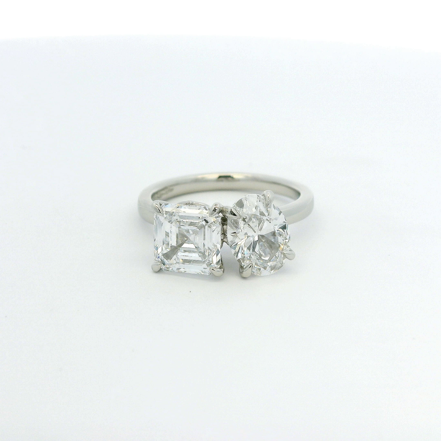 Platinum Oval & Ascher Cut 'Toi Et Moi' Engagement Ring