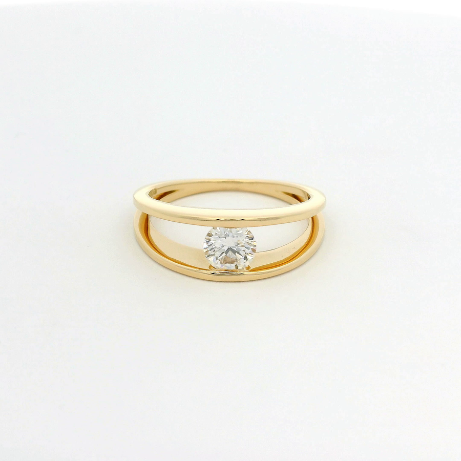 18ct Yellow Gold And Floating Diamond Solitaire Ring